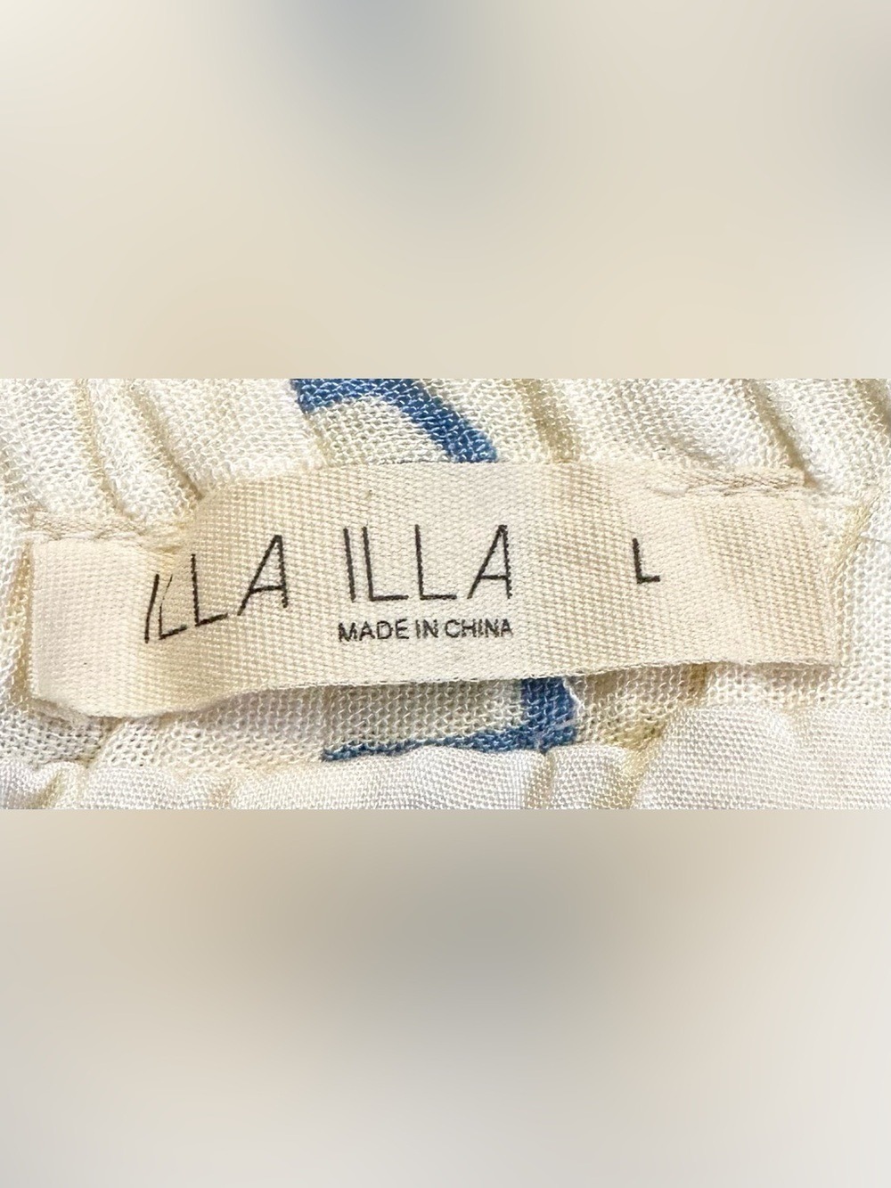 Illa Illa Seashell & Sea Plant Cream/Blue Wide Leg Pull-On Pants - Size L - Picture 10 of 11